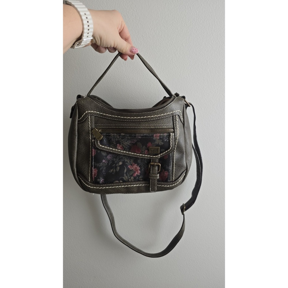 BOC Born Concept Y2K Floral Crossbody Bag Brown Faux Leather Small Shoulder Bag